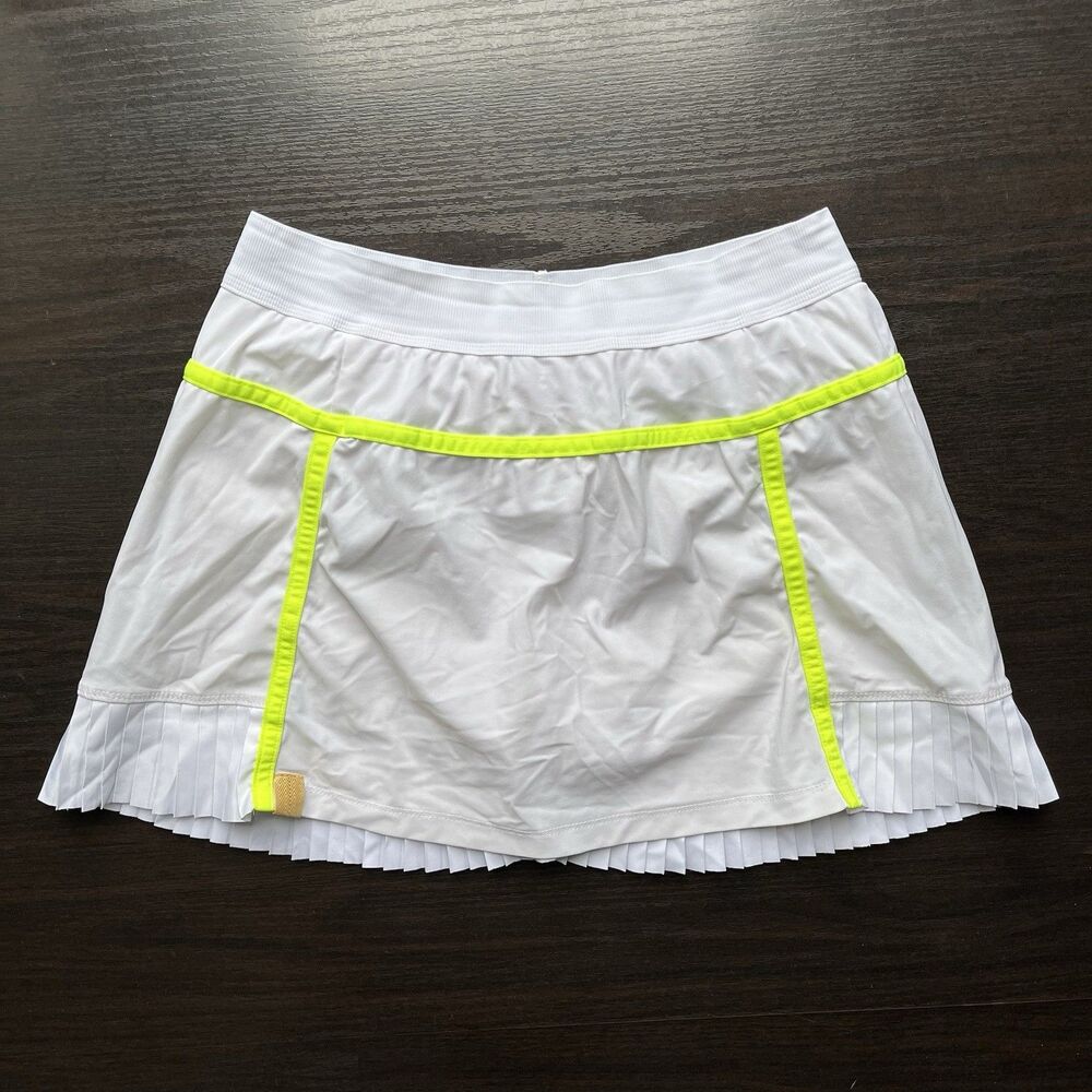 Monreal London Skort Tennis Golf Pleated Built-in Short White Fluorescent Stripe